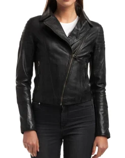 Femme Chyston Veste en Cuir Barbara noire