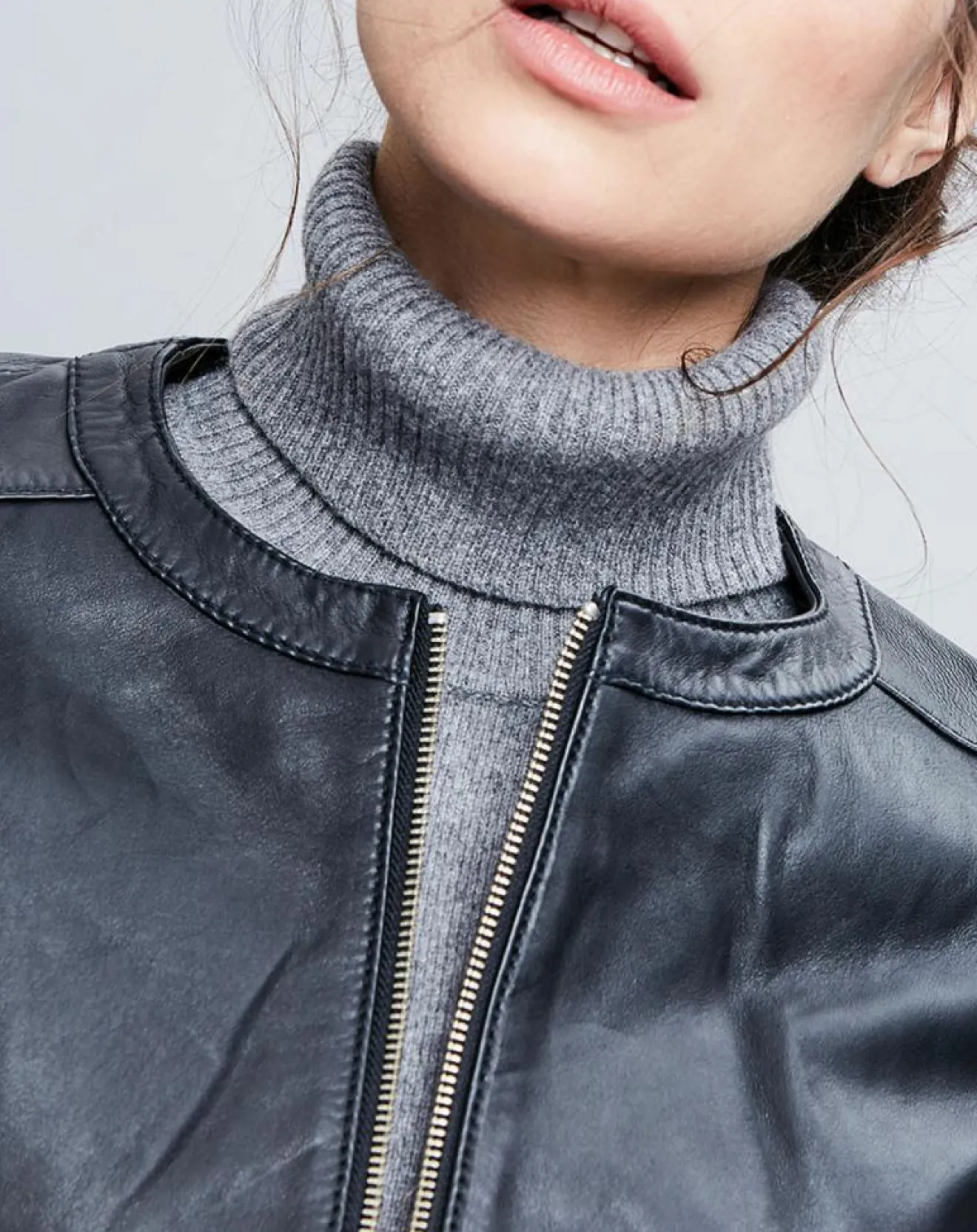 Femme Chyston Veste en Cuir Basilea noire