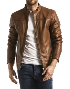 Discount Blue Wellford Veste en Cuir Bayon cognac