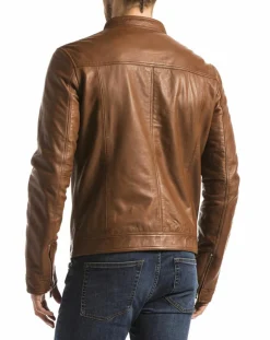 Discount Blue Wellford Veste en Cuir Bayon cognac