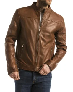 Discount Blue Wellford Veste en Cuir Bayon cognac