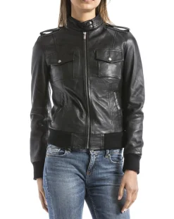 New Blue Wellford Veste en Cuir Belaya noire