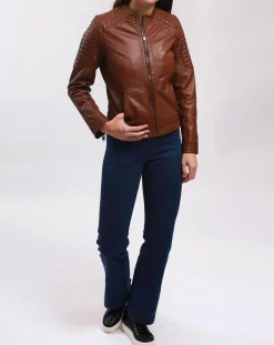 Hot Blue Wellford Veste en Cuir Betty cognac