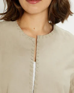 Femme Lauren Vidal Veste en Cuir Birdy sable