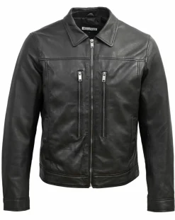 Homme Blue Wellford Veste en Cuir Bittum noire