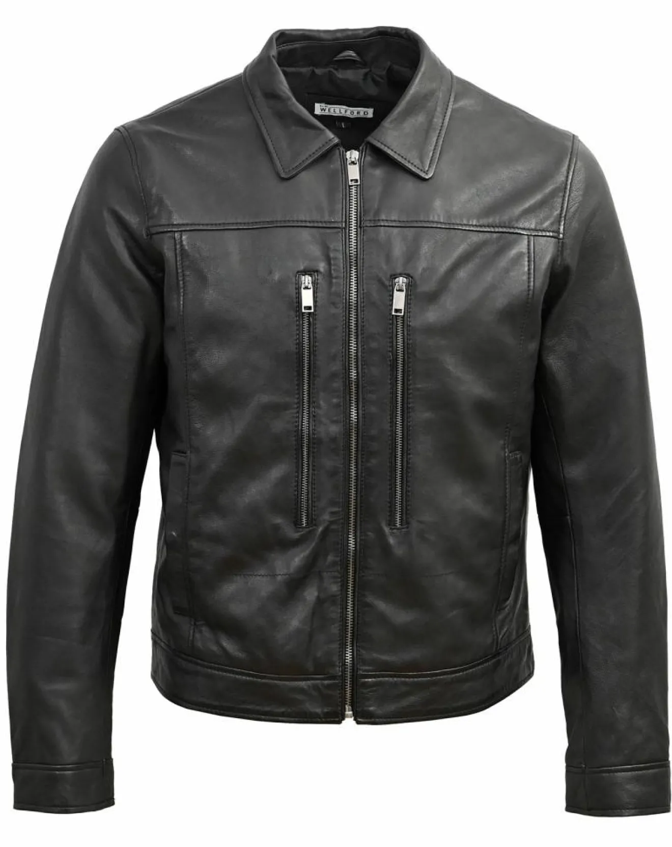 Homme Blue Wellford Veste en Cuir Bittum noire