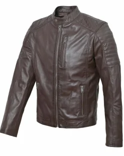 Homme Blue Wellford Veste en Cuir Blagnac marron