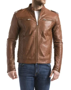 Outlet Blue Wellford Veste en Cuir Brisbane cognac