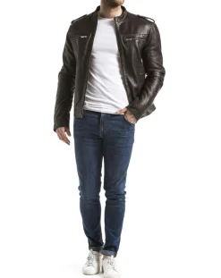 Clearance Blue Wellford Veste en Cuir Brisbane marron