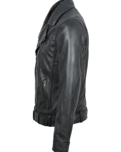 Homme Blue Wellford Veste en Cuir Buenos noire