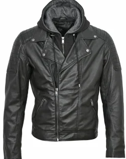 New Essentiel Cuir Veste en Cuir Bull noire