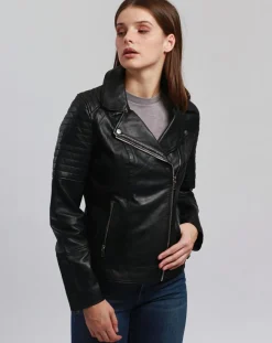 Sale Blue Wellford Veste en Cuir Cally noire