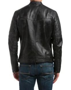 Homme Chyston Veste en Cuir Cameron noire