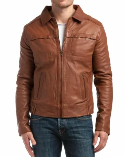 Hot Chyston Veste en Cuir Carlo cognac