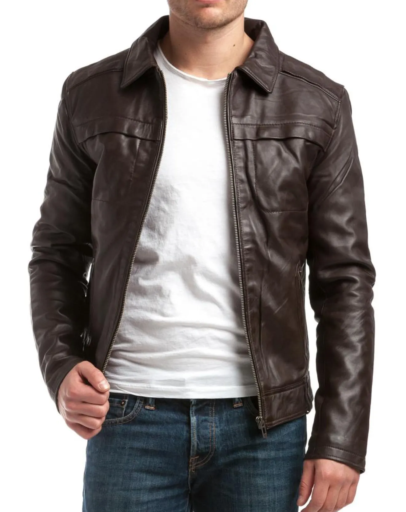 Best Chyston Veste en Cuir Carlo marron