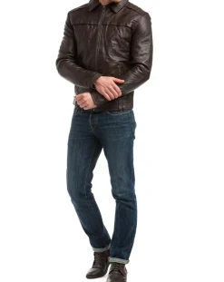 Best Chyston Veste en Cuir Carlo marron