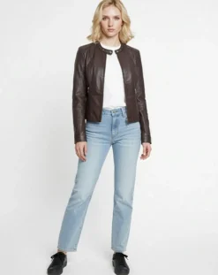 Femme Chyston Veste en Cuir Cassie marron