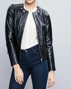 Chyston Veste en Cuir Cécile noire