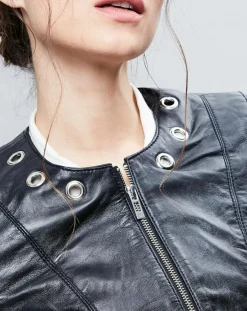 Chyston Veste en Cuir Cécile noire