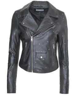 Outlet Blue Wellford Veste en Cuir Chana noire
