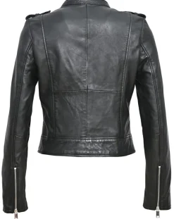 Blue Wellford Veste en Cuir Chaya noire