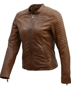 Hot Chyston Veste en Cuir Cheyenne cognac