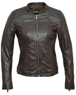 Femme Chyston Veste en Cuir Cheyenne marron