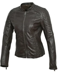 Femme Chyston Veste en Cuir Cheyenne marron