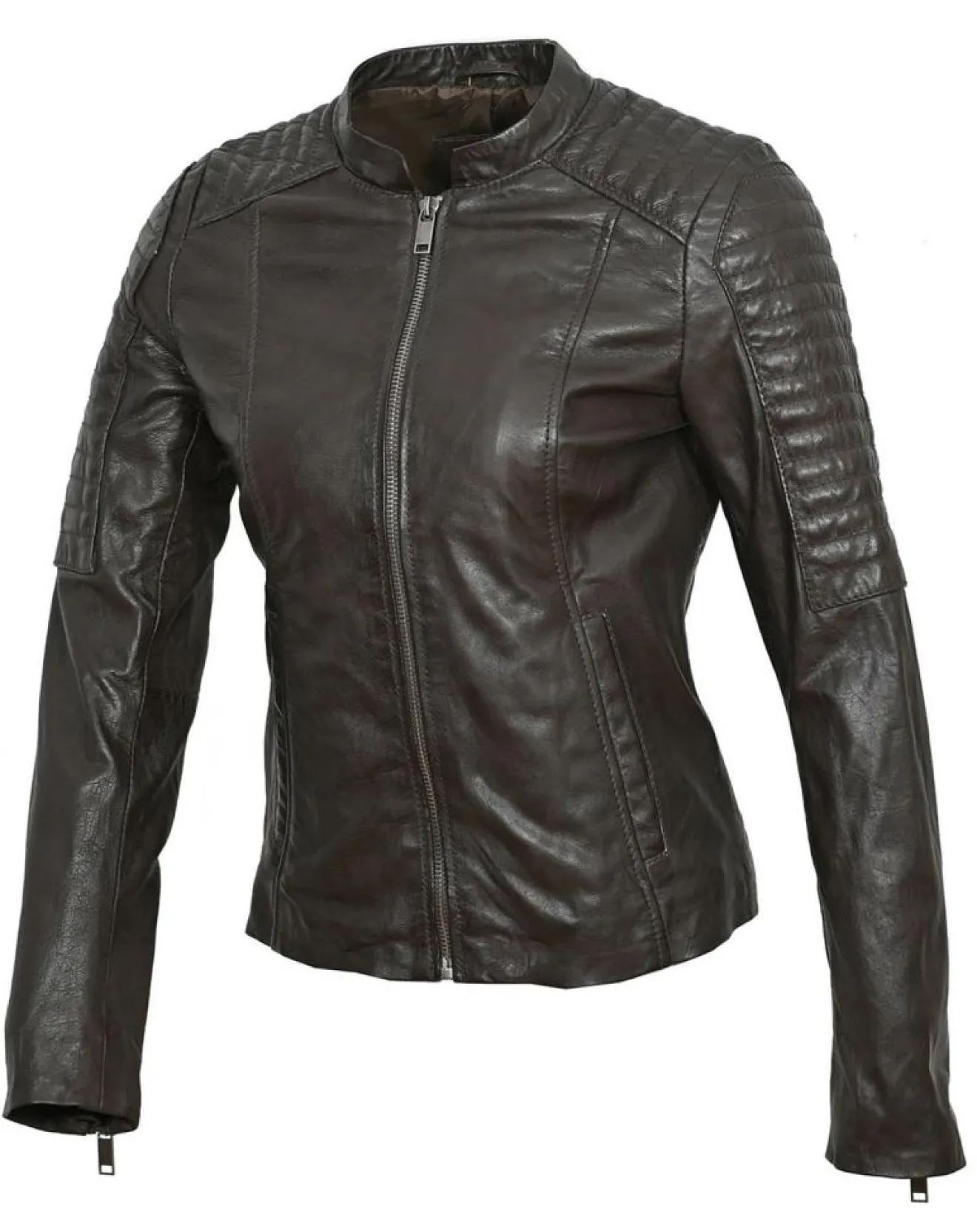 Femme Chyston Veste en Cuir Cheyenne marron