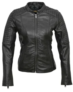 Hot Chyston Veste en Cuir Cheyenne noire