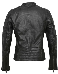 Hot Chyston Veste en Cuir Cheyenne noire