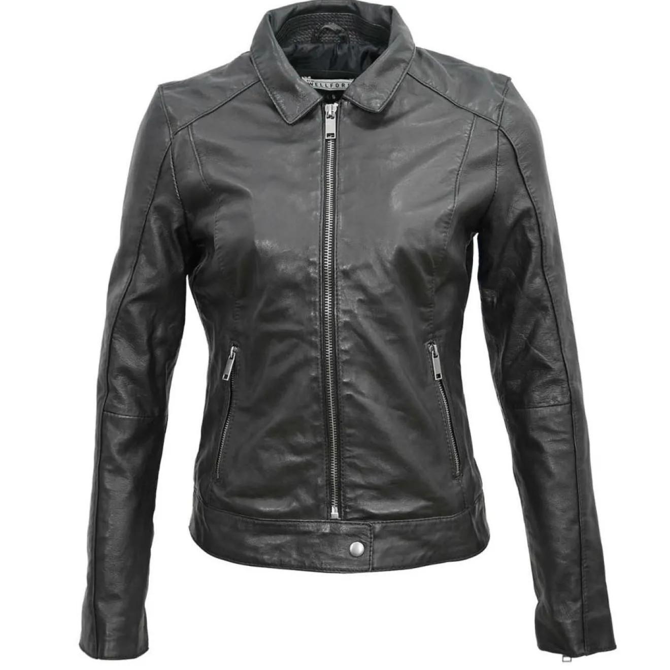 Outlet Blue Wellford Veste en Cuir Chloris noire