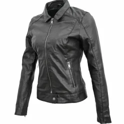 Outlet Blue Wellford Veste en Cuir Chloris noire