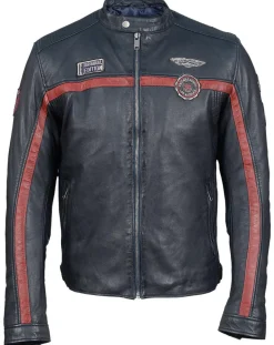 Homme Chyston Veste en Cuir Christo bleu marine