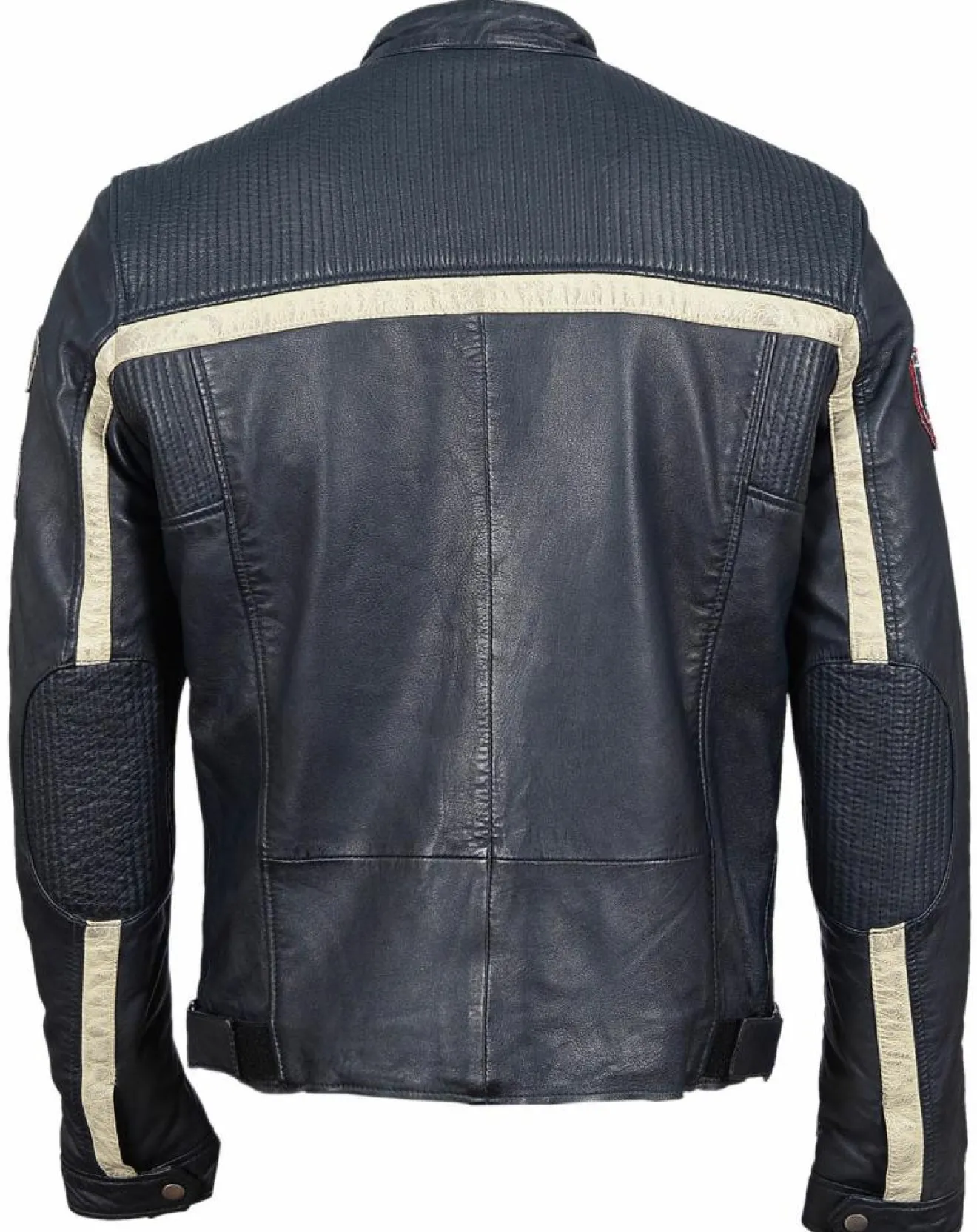 Homme Chyston Veste en Cuir Christo bleu marine