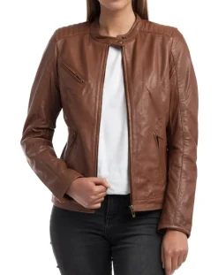 Hot Chyston Veste en Cuir Cindy cognac