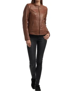 Hot Chyston Veste en Cuir Cindy cognac