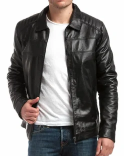 Homme Chyston Veste en Cuir Citadin noire
