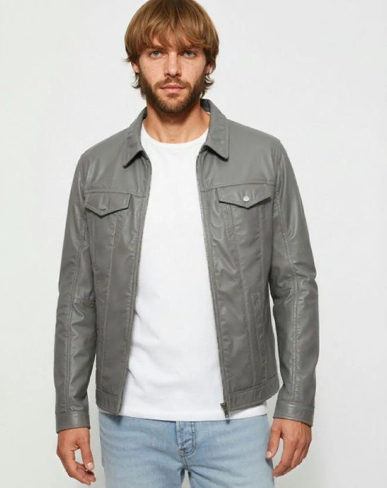 Homme Chyston Veste en Cuir Colt vintage grey