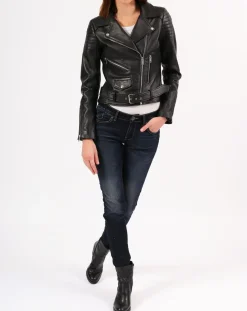Sale Blue Wellford Veste en Cuir Constance noire