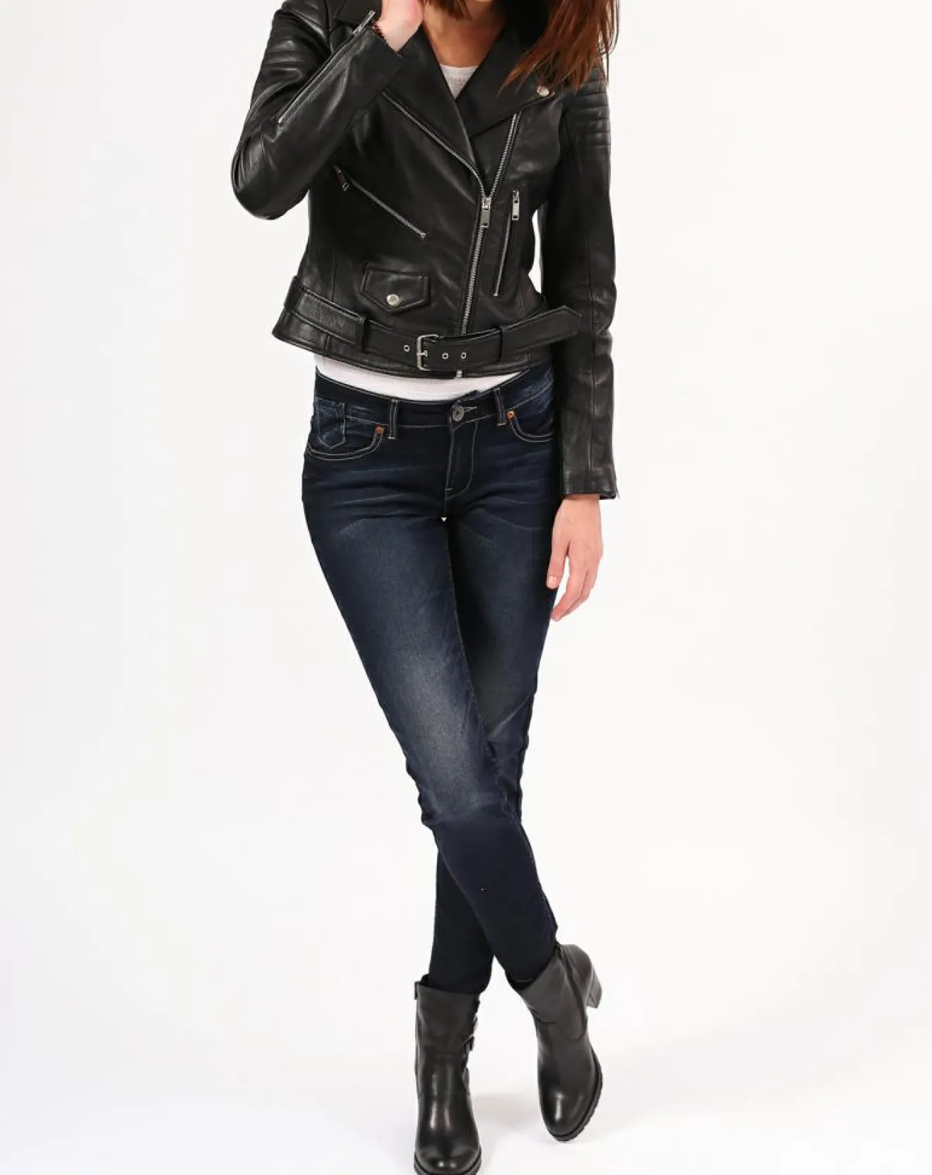 Sale Blue Wellford Veste en Cuir Constance noire
