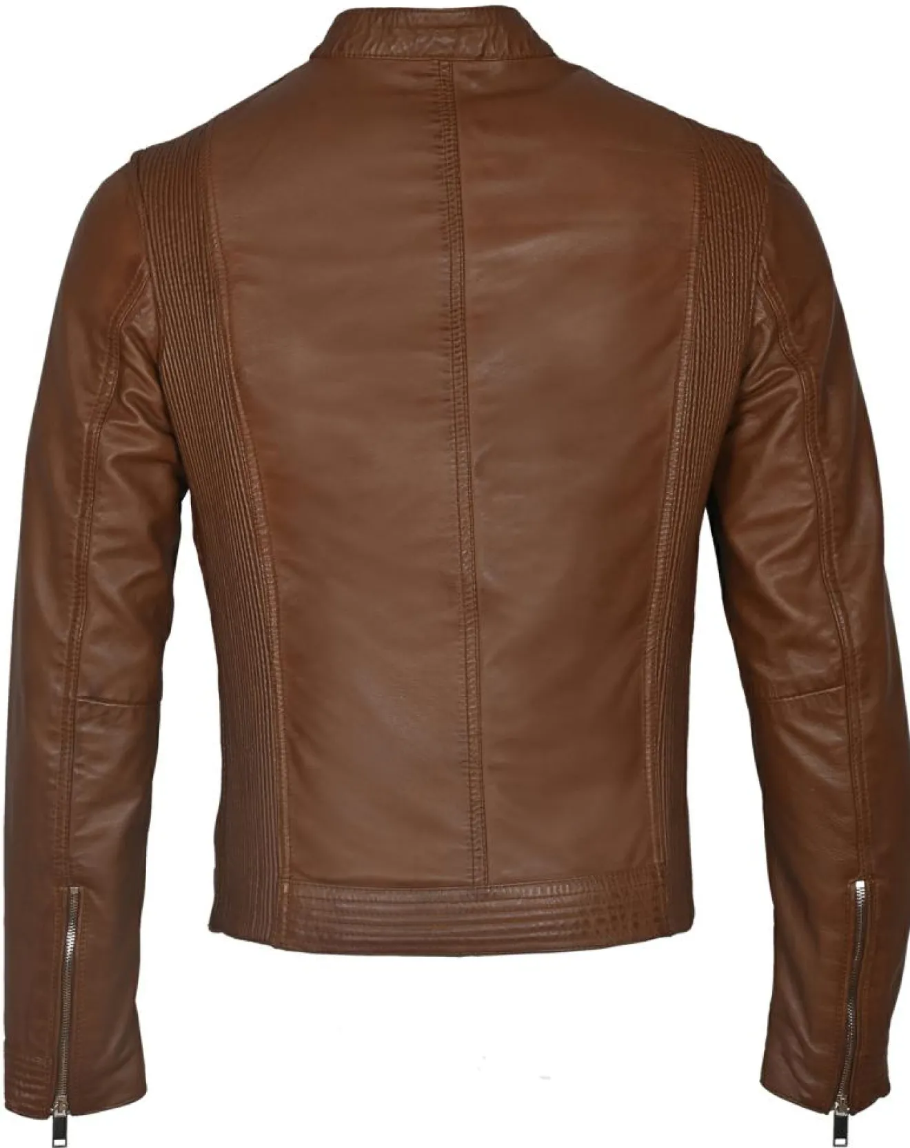 Clearance Blue Wellford Veste en Cuir Corto cognac