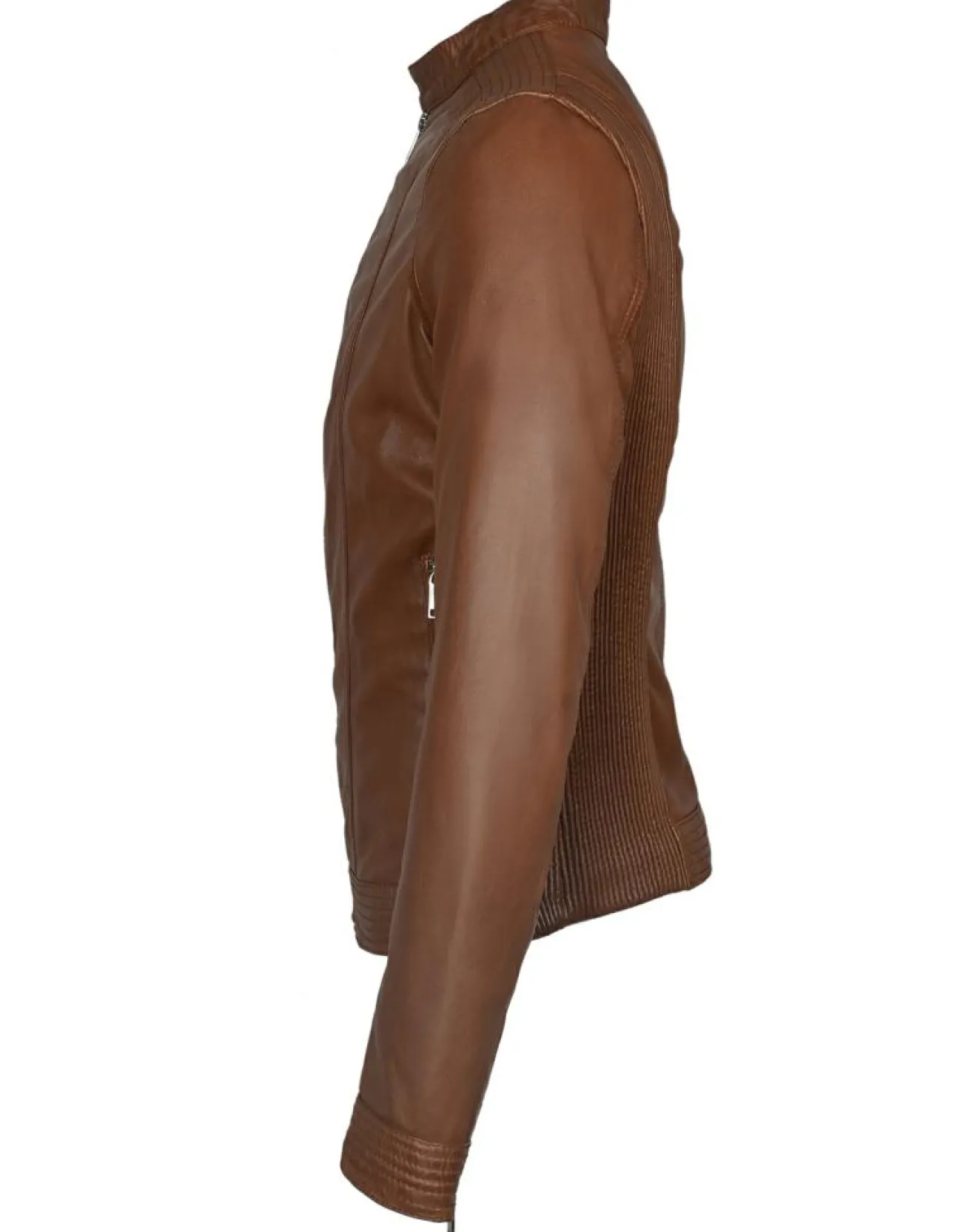 Clearance Blue Wellford Veste en Cuir Corto cognac