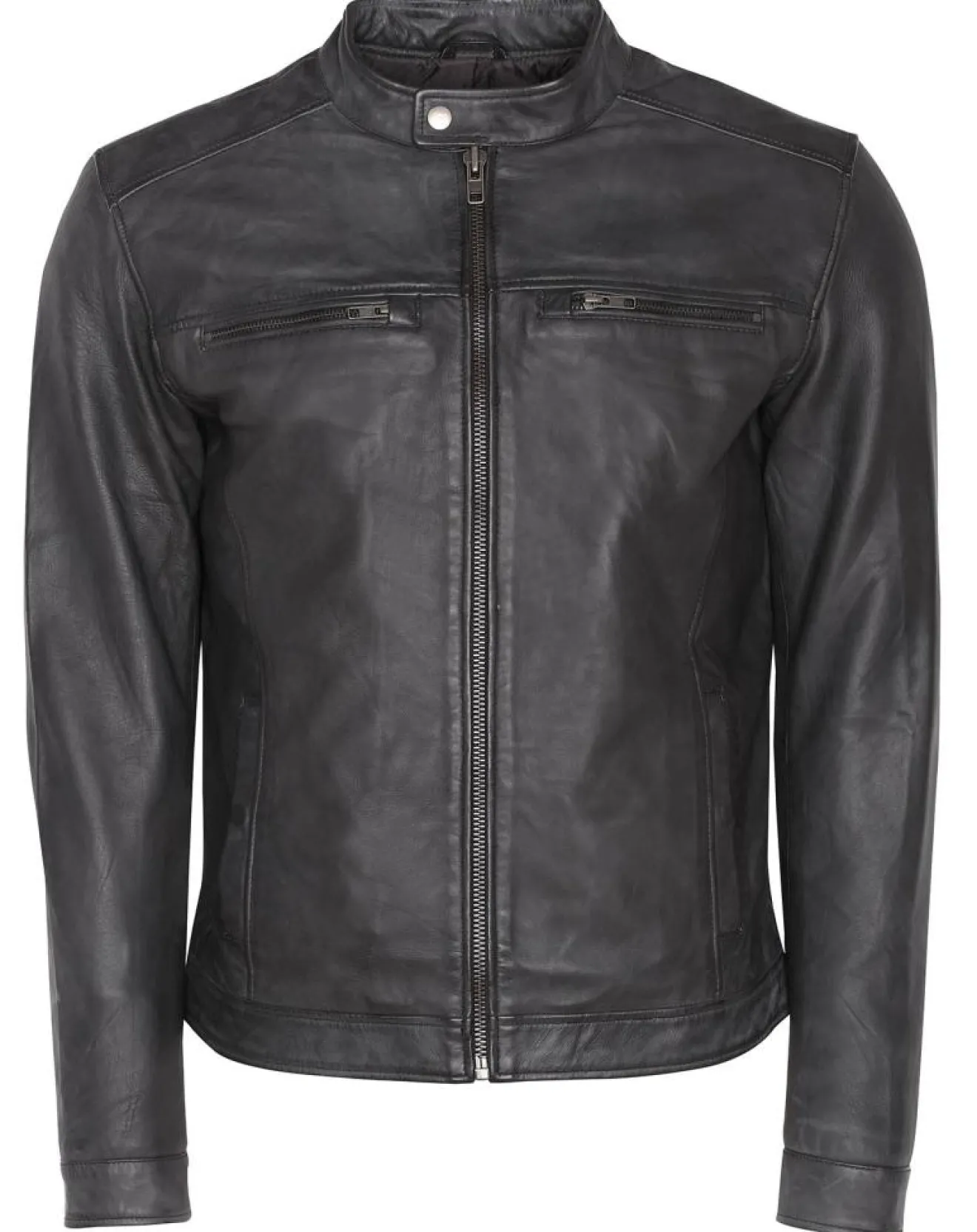 Clearance Blue Wellford Veste en Cuir Corto noire