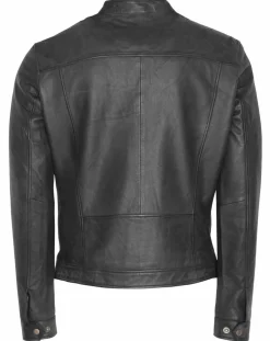 Clearance Blue Wellford Veste en Cuir Corto noire