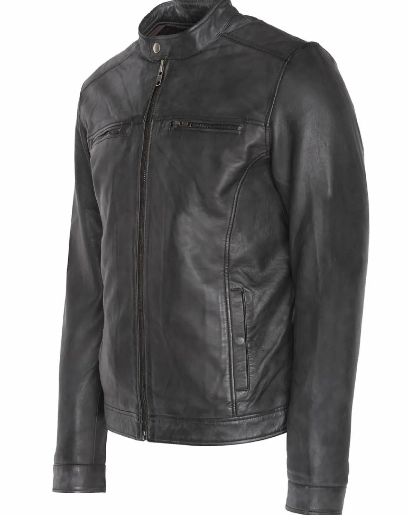Clearance Blue Wellford Veste en Cuir Corto noire