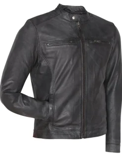 Clearance Blue Wellford Veste en Cuir Corto noire