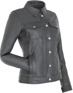 Outlet Chyston Veste en Cuir d'Agneau Christine noire