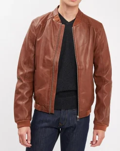 Hot Blue Wellford Veste en Cuir Douro cognac