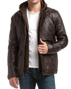 New Chyston Veste en Cuir Elgon marron